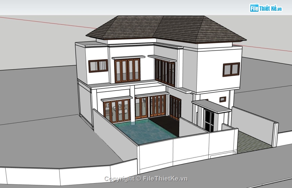 villa 2 tầng,file sketchup villa 2 tầng,sketchup villa 2 tầng