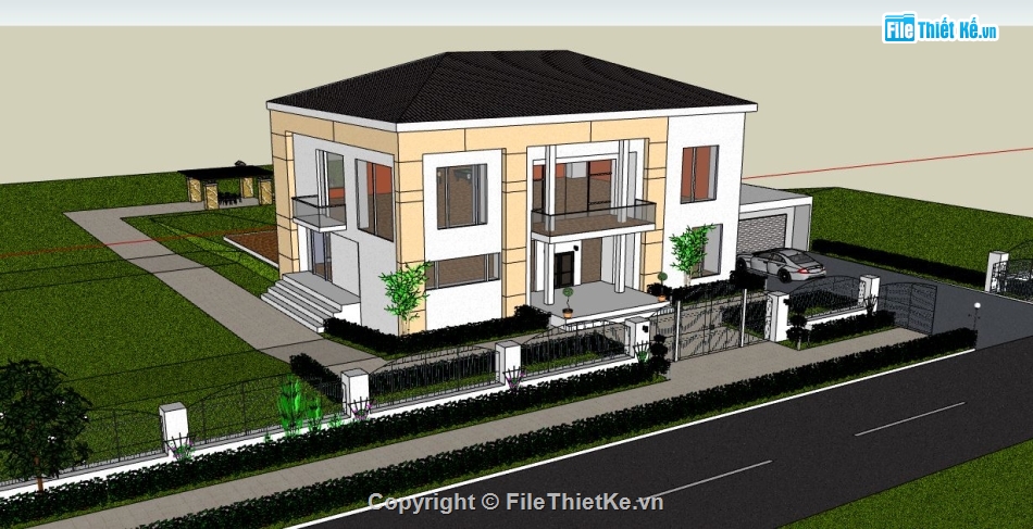 villa su,Mẫu villa su,sketchup villa