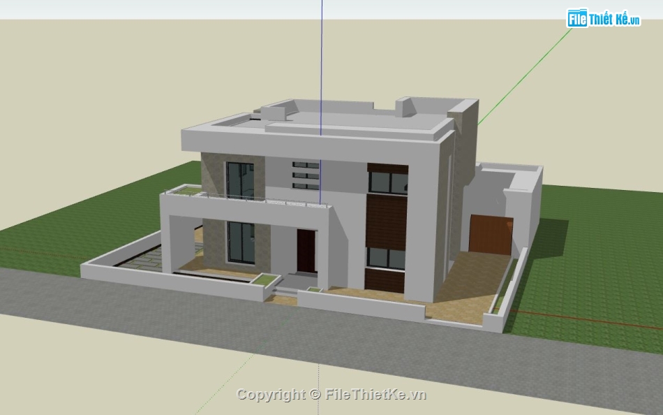 villa 2 tầng,mẫu sketchup biệt thự 2 tầng,dựng file su biệt thự 2 tầng