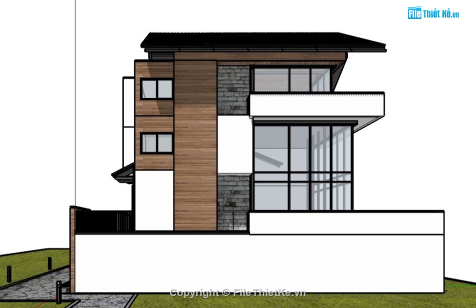 file sketchup 3 tầng,file sketchup villa,biệt thự villa