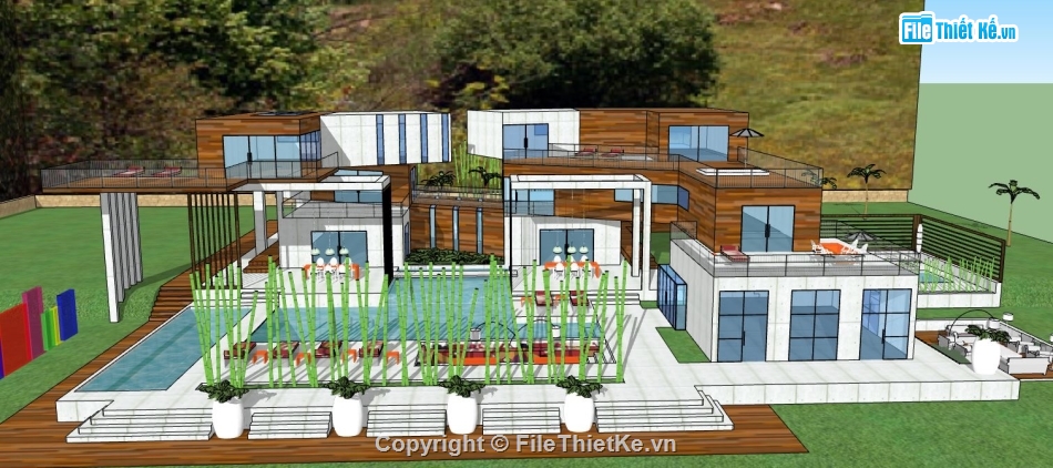 Mẫu villa su,villa su,mẫu thiết kế villa 3 tầng