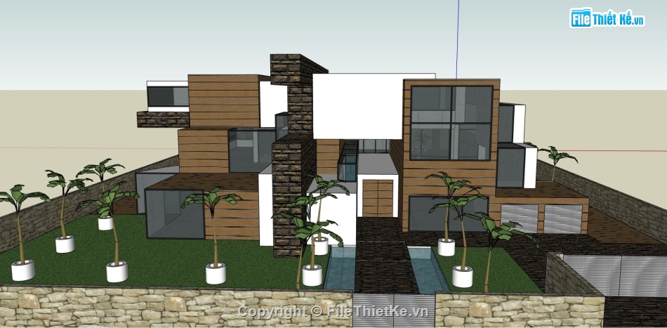 Mẫu villa su,model sketchup villa,model su villa