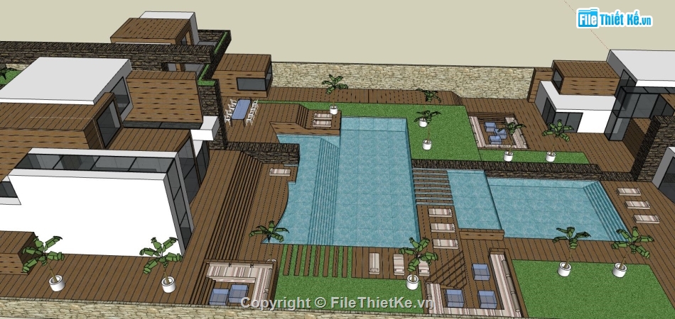 Mẫu villa su,model sketchup villa,model su villa