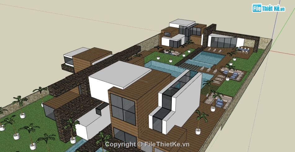 Mẫu villa su,model sketchup villa,model su villa