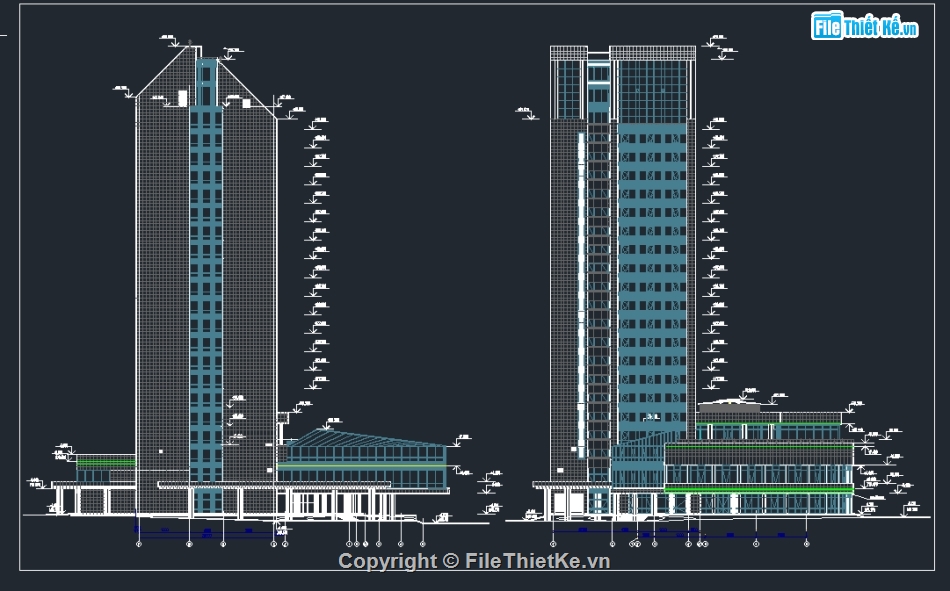 thiết kế mặt đứng khách sạn,khách sạn cao tầng file cad,autocad thiết kế mặt đứng khách sạn