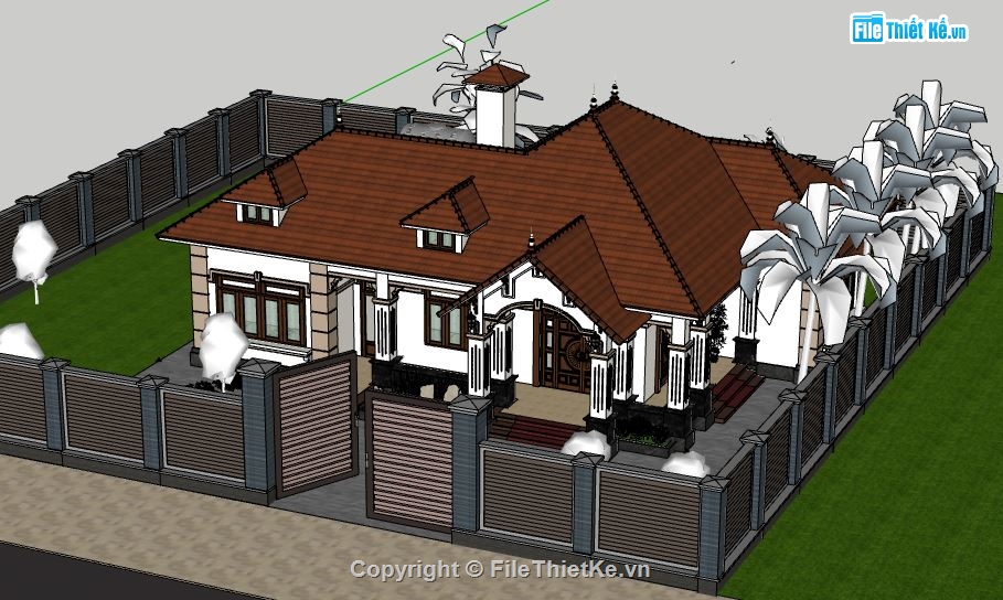 biệt thự 1 tầng,model su biệt thự 1 tầng,file su biệt thự 1 tầng,sketchup biệt thự 1 tầng,biệt thự 1 tầng file su