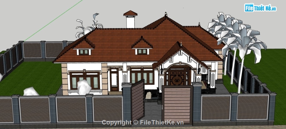 biệt thự 1 tầng,model su biệt thự 1 tầng,file su biệt thự 1 tầng,sketchup biệt thự 1 tầng,biệt thự 1 tầng file su