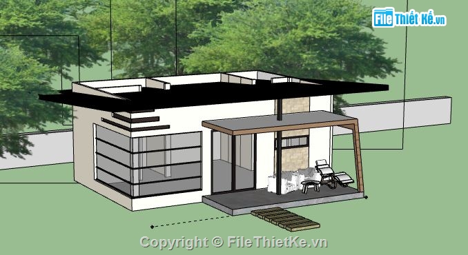 Biệt thự 1 tầng,model su biệt thự 1 tầng,biệt thự 1 tầng file su,sketchup biệt thự 1 tầng,biệt thự 1 tầng sketchup