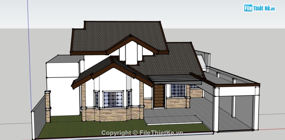 biệt thự 1 tầng,model su biệt thự 1 tầng,file su biệt thự 1 tầng,biệt thự 1 tầng file sketchup,biệt thự 1 tầng file su