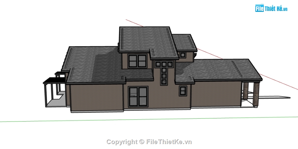 biệt thự 2 tầng file su,sketchup nhà biệt thự,dựng model su biệt thự 2 tầng