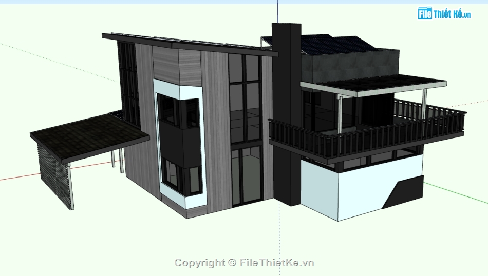 biệt thự 2 tầng file su,dựng biệt thự trên sketchup,dựng model su nhà biệt thự