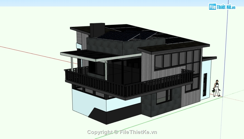 biệt thự 2 tầng file su,dựng biệt thự trên sketchup,dựng model su nhà biệt thự