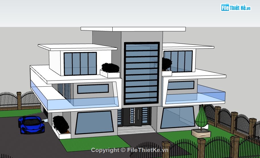 Biệt thự 3 tầng,model su biệt thự 3 tầng,biệt thự 3 tầng file sketchup,sketchup biệt thự 3 tầng,biệt thự 3 tầng model su