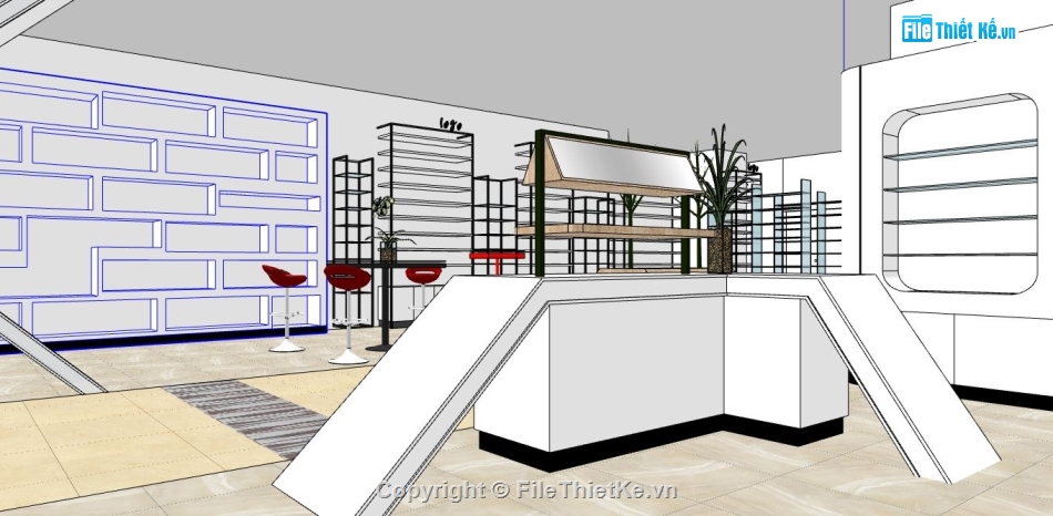 shop mỹ phẩm,su shop mỹ phẩm,sketchup shop mỹ phẩm