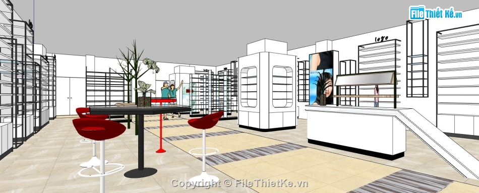 shop mỹ phẩm,su shop mỹ phẩm,sketchup shop mỹ phẩm