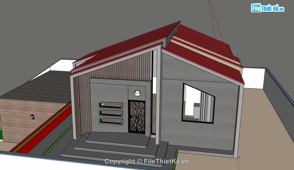 Nhà cấp 4,Model su nhà cấp 4,Nhà cấp 4 file su,Sketchup nhà cấp 4,Nhà cấp 4 file sketchup