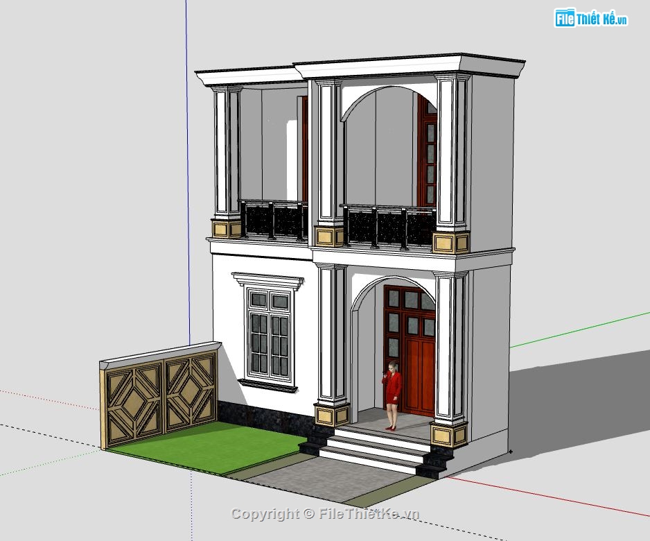 Nhà phố 2 tầng,model su nhà phố 2 tầng,sketchup nhà phố 2 tầng,file su nhà phố 2 tầng,nhà phố 2 tầng sketchup