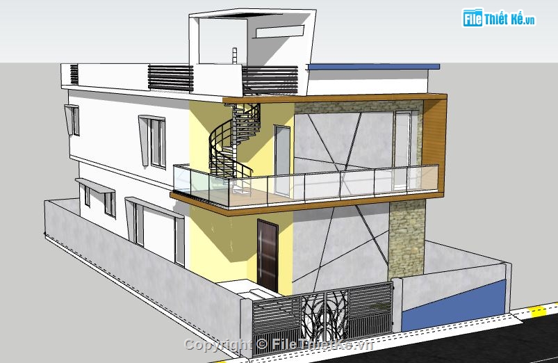 Nhà phố 2 tầng,model su nhà phố 2 tầng,file su nhà phố 2 tầng,file sketchup nhà phố 2 tầng