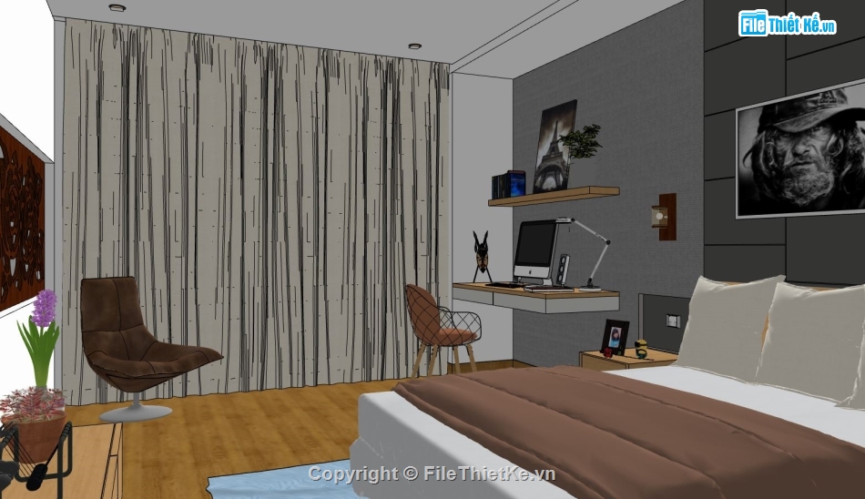 sketchup Phòng ngủ,file su phòng ngủ,nội thất phòng ngủ,model su phòng ngủ