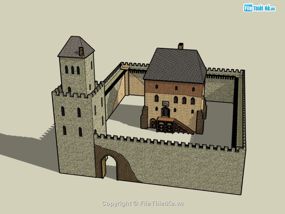 lâu đài cổ file sketchup,model su dựng lâu đài,bao cảnh lâu đài file 3d su