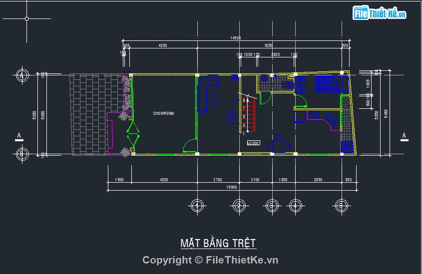 kiến trúc nhà phố 2 tầng 5.2x15.6m,file autocad nhà phố hiện đại,bản vẽ nhà phố file cad