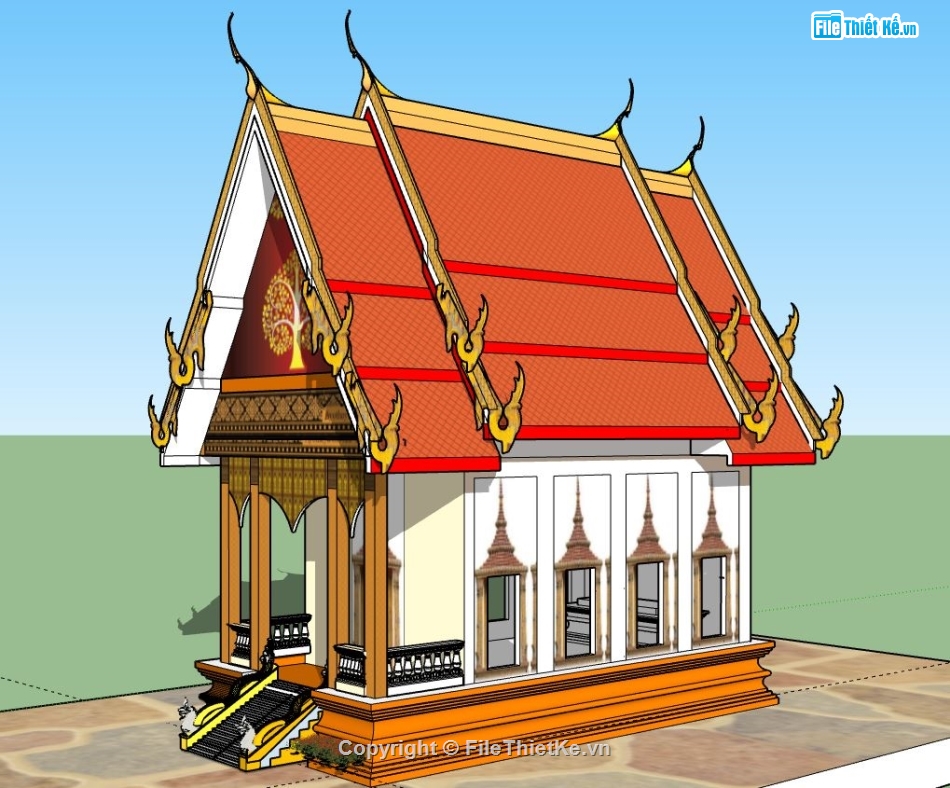 Nhà thờ file sketchup,model su nhà thờ,nhà thờ file su,file sketchup nhà thờ