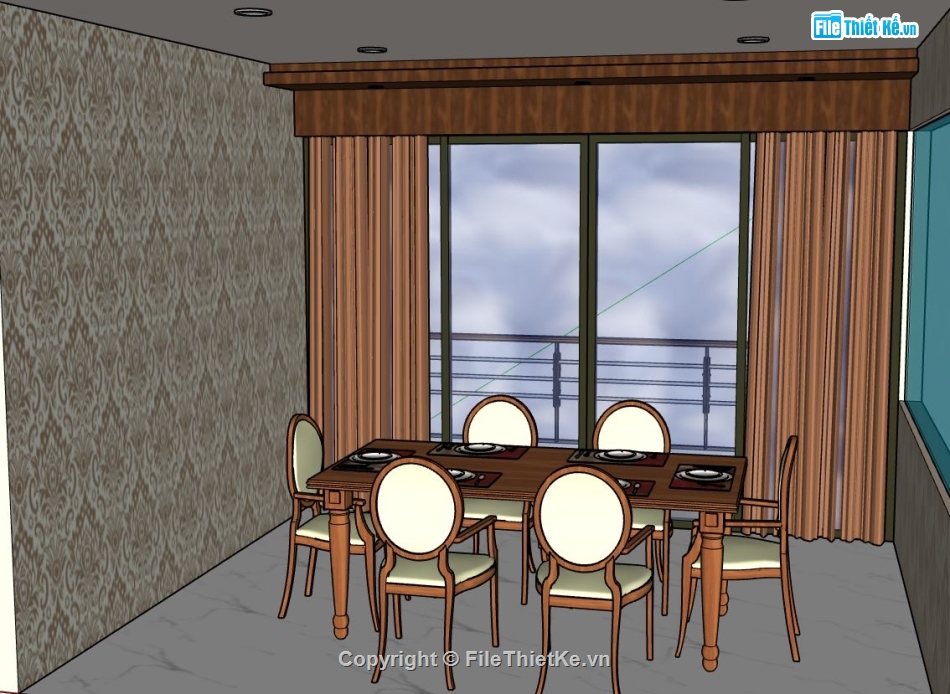 sketchup nội thất phòng ăn,sketchup phòng ăn,nội thất phòng ăn,file sketchup phòng ăn,model sketchup phòng ăn