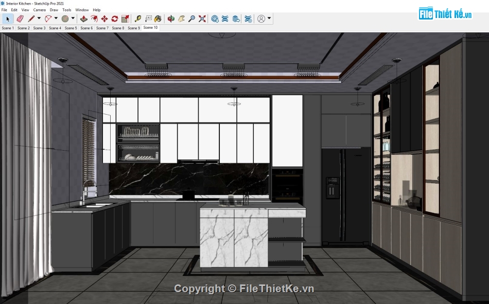 file sketchup bếp ăn,File su bếp ăn,Model sketchup bếp ăn