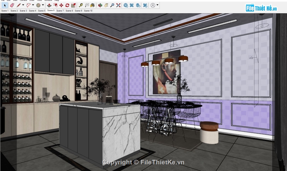 file sketchup bếp ăn,File su bếp ăn,Model sketchup bếp ăn