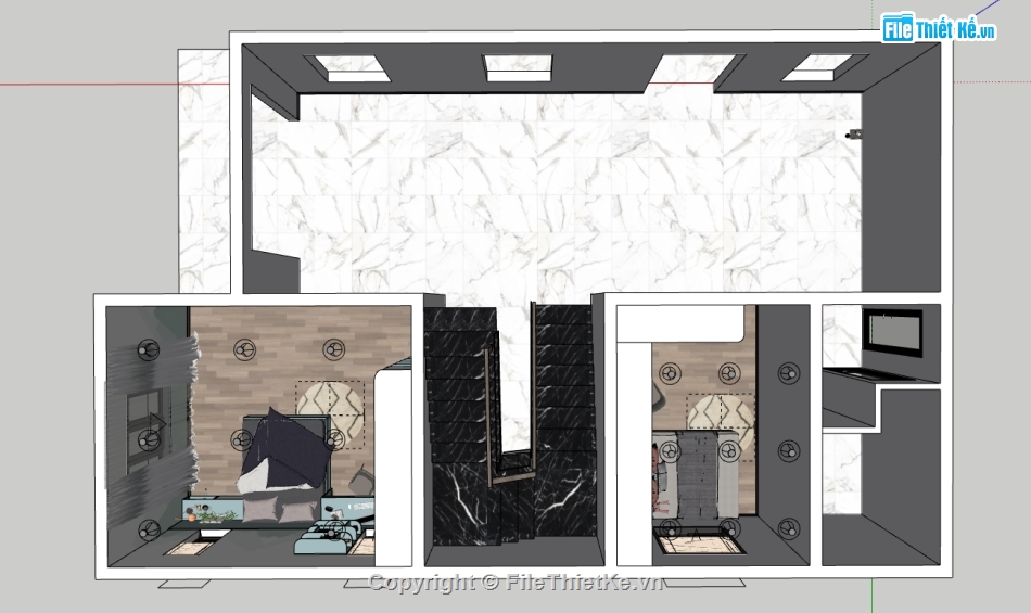 nội thất 2 phòng ngủ,file sketchup nội thất phòng ngủ,su phòng ngủ