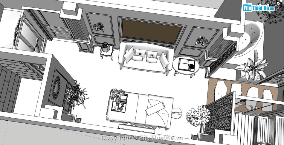 sketchup nội thất spa,model sketchup spa mini,thiết kế spa đẹp