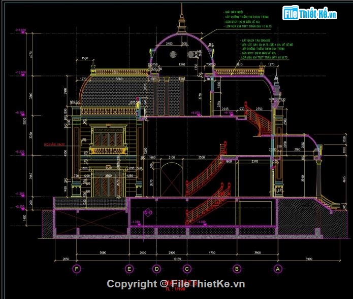 Mặt cắt lâu đài 3 tầng,file cad lâu đài 3 tầng,lâu đài 3 tầng file cad,autocad lâu đài 3 tầng,kiến trúc lâu đài 3 tầng