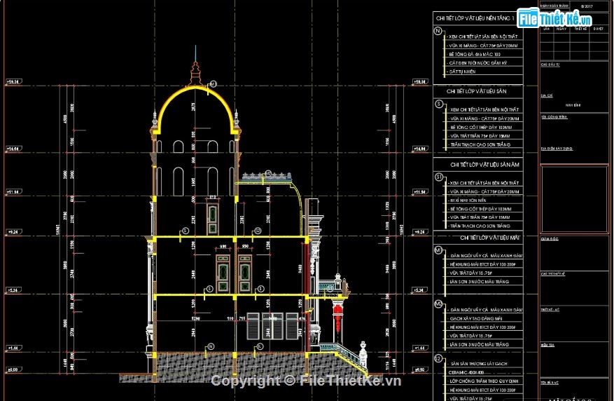 Mặt cắt lâu đài cổ điển,lâu đài cổ điển 4 tầng,lâu đài 4 tầng fle cad,mặt cắt lâu đài cổ điển