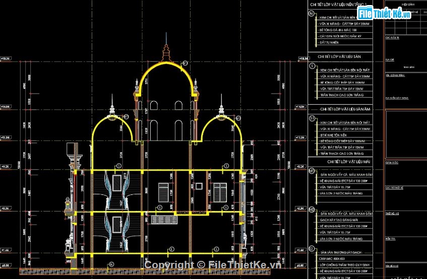 Mặt cắt lâu đài cổ điển,lâu đài cổ điển 4 tầng,lâu đài 4 tầng fle cad,mặt cắt lâu đài cổ điển