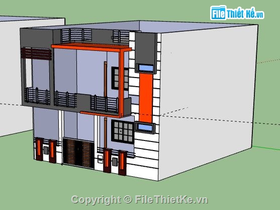 Biệt thự 2 tầng,model su biệt thự 2 tầng,file sketchup biệt thự 2 tầng