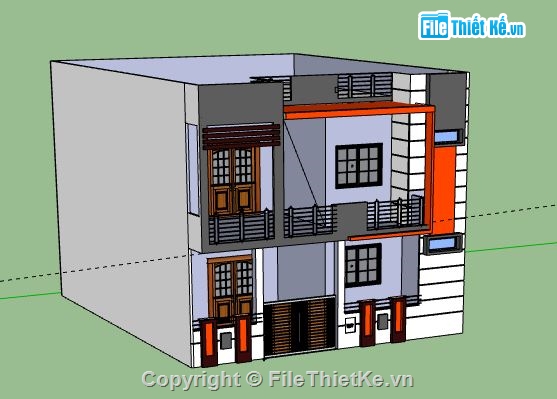 Biệt thự 2 tầng,model su biệt thự 2 tầng,file sketchup biệt thự 2 tầng