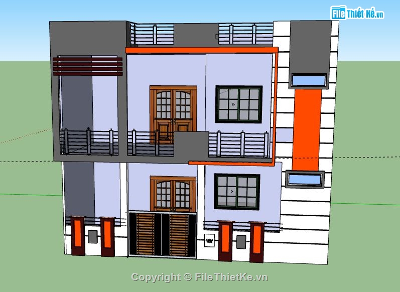 Biệt thự 2 tầng,model su biệt thự 2 tầng,file sketchup biệt thự 2 tầng