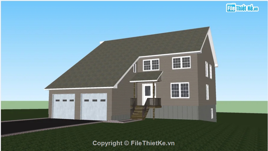 dựng sketchup biệt thự 2 tầng,biệt thự 2 tầng dựng 3d su,mẫu biệt thự dựng model su