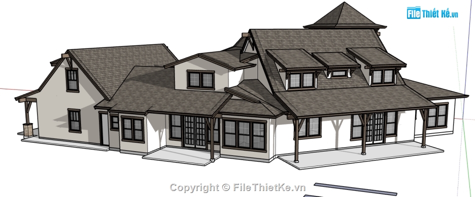 biệt thự hiện đại file su,3d su thiết kế biệt thự,sketchup nhà biệt thự