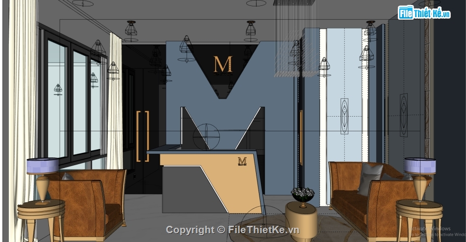 mẫu quán spa dựng sketchup,sketchup spa,sketchup nội thất spa