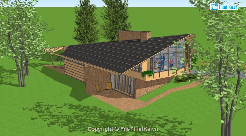 3d su mẫu homestay,homestay dựng sketchup,file sketchup mẫu homestay