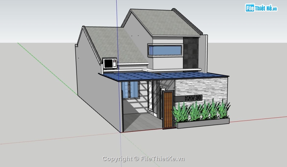 mẫu nhà cấp 4,sketchup nhà cấp 4,phối cảnh nhà cấp 4 sketchup