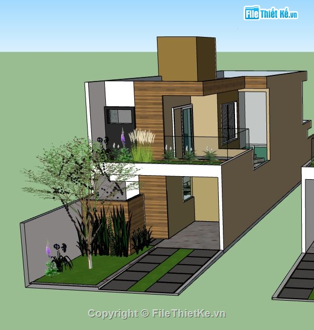 Nhà phố 2 tầng,model su nhà phố 2 tầng,nhà phố 2 tầng file sketchup,sketchup nhà phố 2 tầng