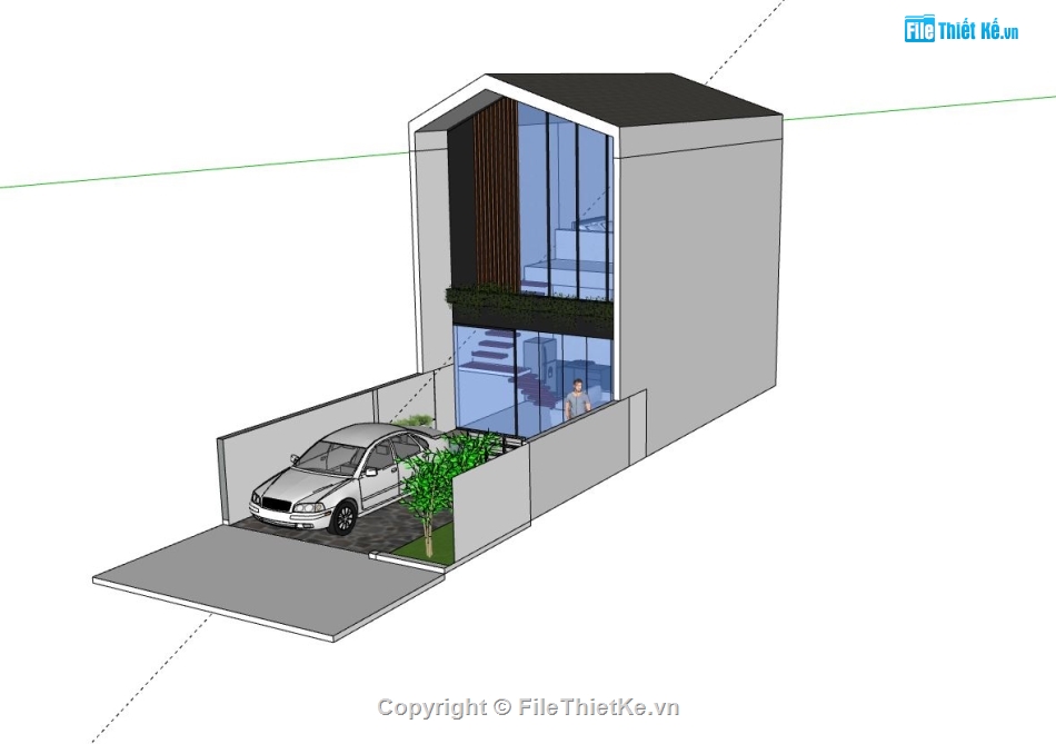 mẫu nhà 2 tầng,sketchup nhà phố 2 tầng,phối cảnh nhà phố 2 tầng,mẫu nhà phố hiện đại