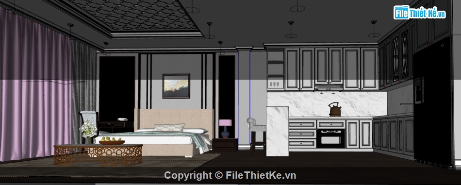 mẫu nội thất phòng ngủ sketchup,phòng ngủ hiện đại su,thiết kế phòng ngủ đẹp