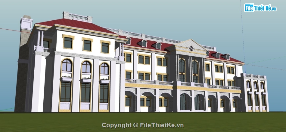 mẫu biệt thự 3 tầng đẹp,mẫu phối cảnh biệt thự 3 tầng,file biệt thự 3 tầng sketchup,biệt thự 3 tầng siêu đẹp