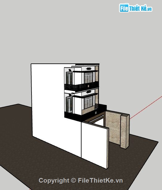 mẫu nhà phố 3 tầng,sketchup nhà phố 3 tầng,thiết kế nhà phố,phối cảnh nhà phố 3 tầng