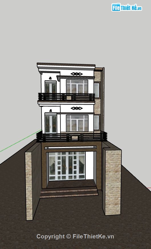 mẫu nhà phố 3 tầng,sketchup nhà phố 3 tầng,thiết kế nhà phố,phối cảnh nhà phố 3 tầng