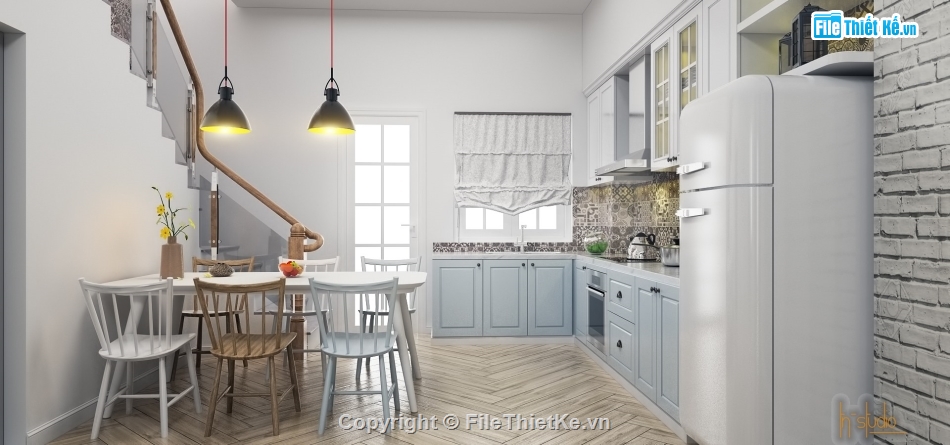 nội thất phòng bếp,phòng bếp file su,sketchup nội thất phòng bếp,phối cảnh phòng bếp