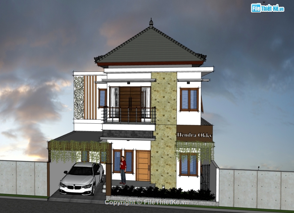 file sketchup biệt thự 2 tầng,biệt thự 2 tầng file sketchup,Model su biệt thự 2 tầng